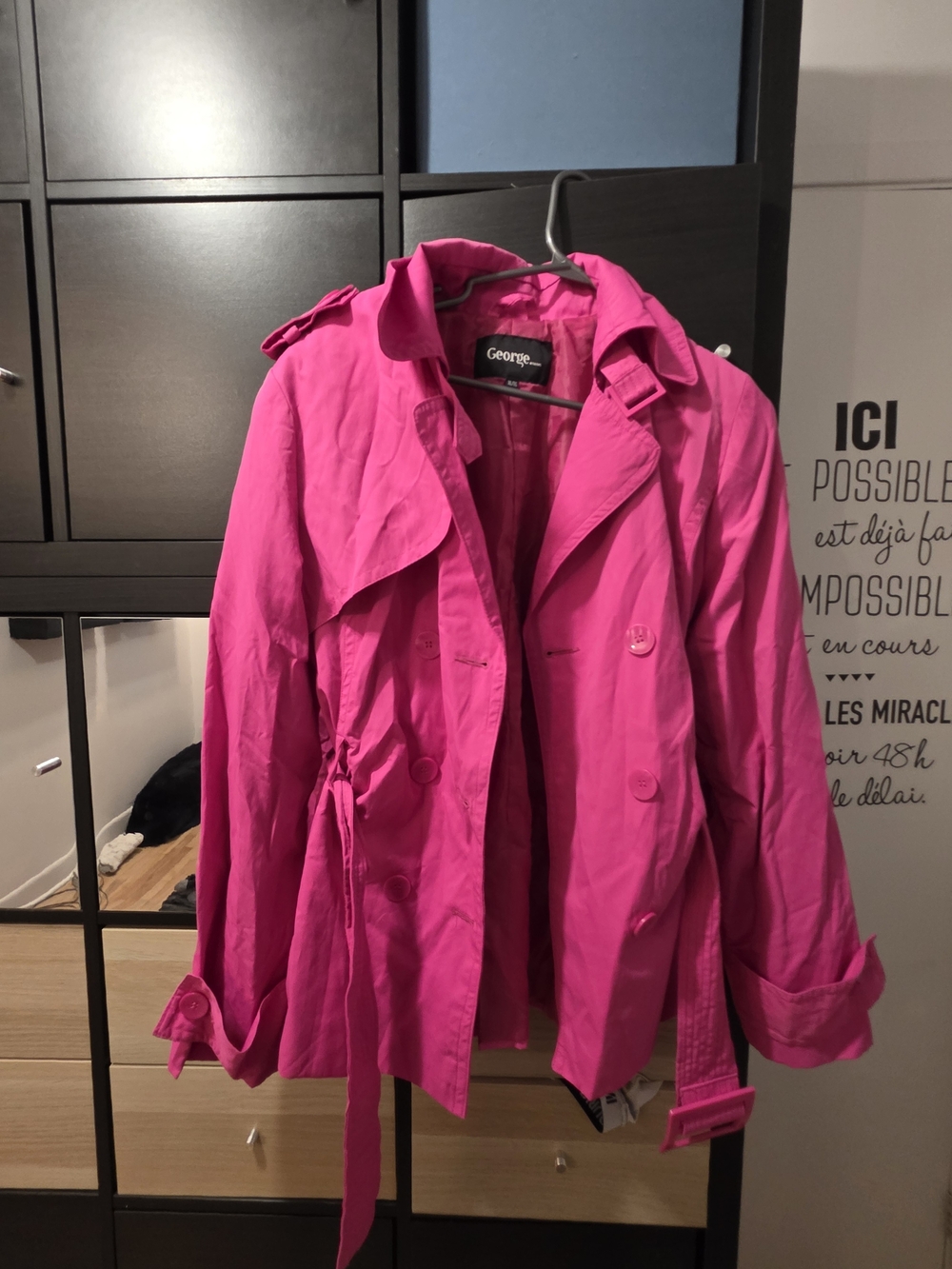 George Hot Pink Trench Coat with Waist Tie Rose Pink 🥰😍🥰😍🤩😘🙃 XL
